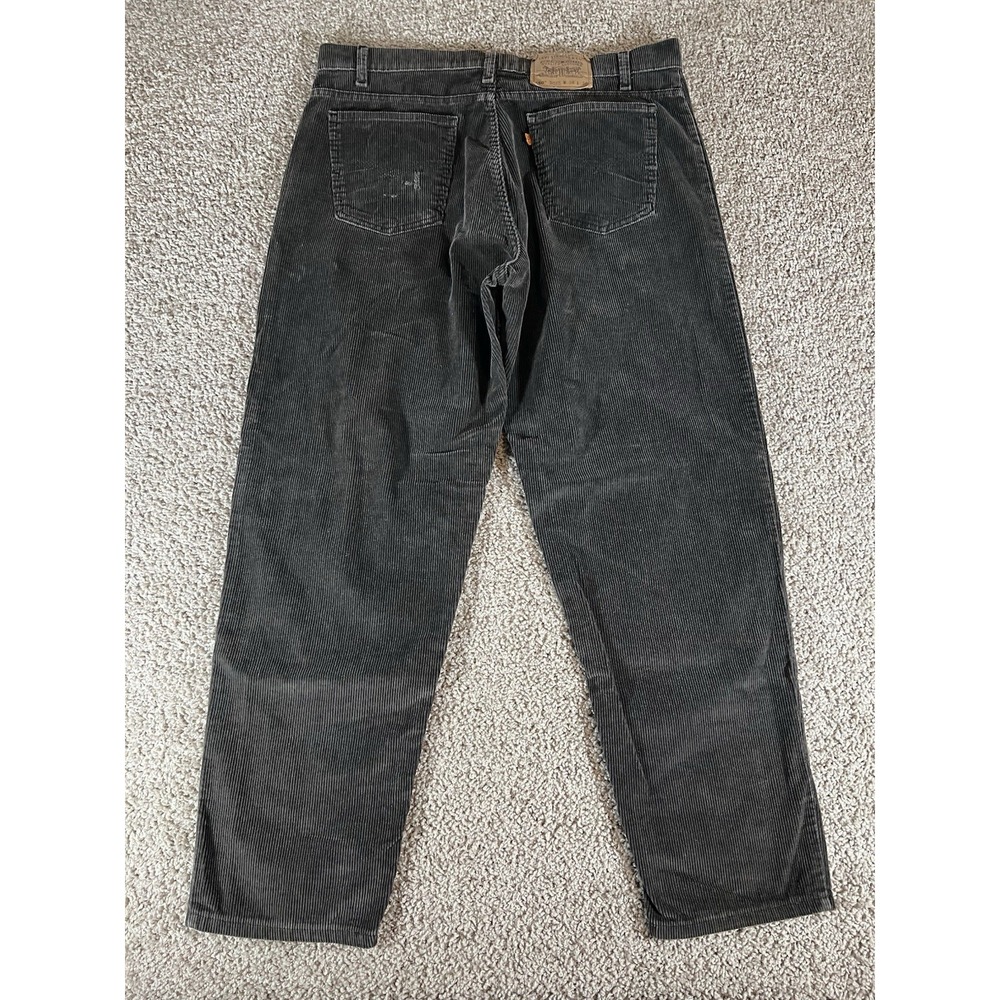 VTG Levis 550 Jeans Mens 38x30 (36x30) Black Corduroy Made in USA Orange Tab 90s